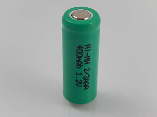 vhbw 2/3AAA NI-MH Akku-Zelle 400mAh (1.2V) Flattop kompatibel mit Modellbau, Solarleuchten, Telefon, etc.