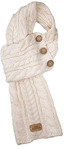 Aran Traditions Cable Knit Wrap Button Scarf (Cream), Women's Knitted Scarf