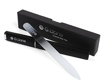 Kristall Glasnagelfeile – G.Liane Glasfeile – Nagelfeile Set Mit Etui – Nagelschere FÜR Natur Und Acrylnägel – Geschenkbox - Design (Rainbow Schwarz)