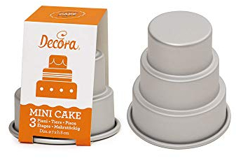 DECORA 0062972 Backform Mini Wedding Cake, Aluminium, Silber/schwarz, 3 X 2 X H 3,5 cm