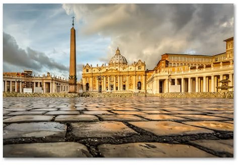 Postereck - 1449 - Petersplatz, Dom Vatikan Rom Italien Papst Kirche - Wandposter Fotoposter Bilder Wandbild Wandbilder - Poster - 4:3-61,0 cm x 45,5 cm