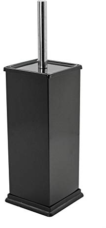 Harbour Housewares Toilet Brush and Holder - Black - Pack of 1 - Square Toilet Bowl Brush & Holder Stainless Steel Bathroom Deep Cleaning Scrub