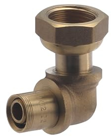 NT NOYON & THIEBAULT PLO01146 Gleitbogen für Rohr PER Nussbaum & Thiebault – Ø 12 mm zum Schrauben weiblich Freimutter F1/2' (15 x 21) Ring aus Messing – 3189-1512L1, Messingfarben, Ø12-F15x21