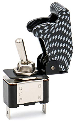 Heschen Interruptor de palanca de metal, 12V 20A, SPST, ON/OFF, 2 posiciones, 2 pines, con tapa impermeable (Tapa Negra)