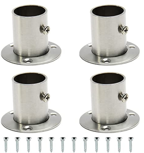 MroMax 25mm Dia Wardrobe Pipe Bracket, Wall Mounted Rail Rod Support Socket 4pcs