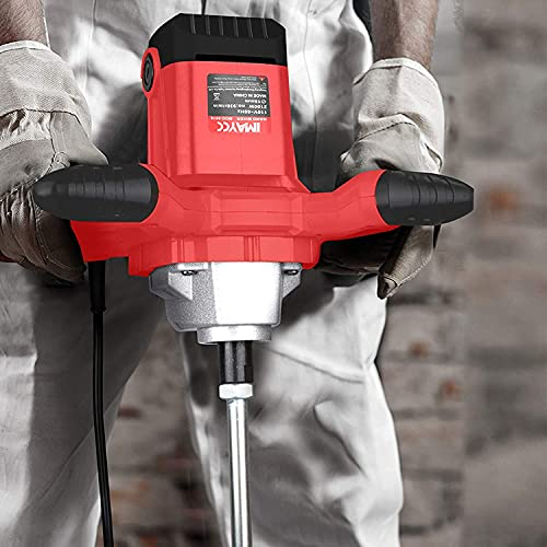 GOTOTOP Rührwerke, 1500W Rot Mörtelmischer mit 6 Geschwindigkeitsmodi, Rührwerke für Farb, Beton und Mörtel, 80 x 20cm