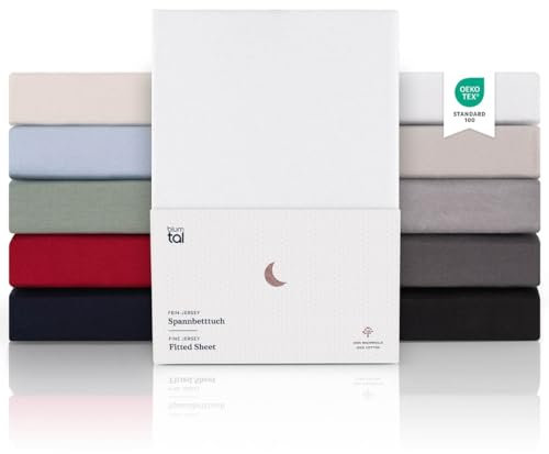 Blumtal® Premium Jersey Spannbettlaken 160x200cm Boxspringbett - Oeko-TEX zertifiziertes Spannbetttuch 160x200 Baumwolle - Weiß