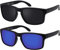 La Optica B.L.M. Sonnenbrille Herren UV400 Retro Sportbrille Fahrradbrille - Doppelpack Set Matt Schwarz (1 x Grau, 1 x Blau Verspiegelt)