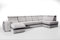 Robin Milan Ecksofa mit Schlaffunktion 2X Bettkasten 7X Kopfstützen 2X Hocker Sofa L-Form Schlafsofa Freistehende Eckcouch Schlafcouch Wohnzimmermöbel Wohnlandschaft Rechts Silber Anthracite