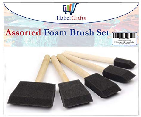 Foam Brush Foam Brushes Paint Sponges Paint Pads Sponge Brush Sponge Paint Brushes for Acrylics Painting Decorating Varnish Staining Wooden Handles 5 Mixed Set (5 Assorted Size Foam Brushes - 3 Pack)