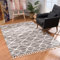 Teppich Wohnzimmer Shaggy Läufer - Grau Creme 80x200 cm - Deko Schlafzimmer Hochflor mit Fransen Flauschig Rauten Muster - Oeko Tex 100 Standard - Allergiker geeignet
