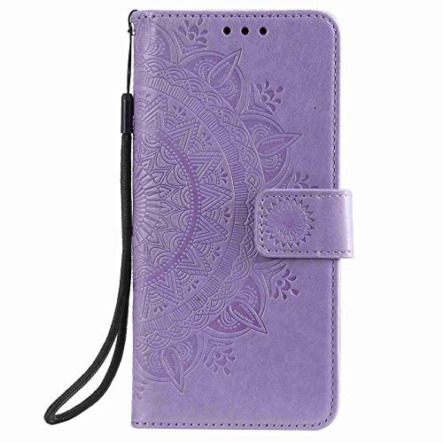 Reevermap Nokia G20 Case, Nokia G10 Phone Case, Flip Shockproof PU Leather Wallet Card Slots Embossed Mandala Magnetic Closure Stand Cover for Nokia G20/ G10, Purple