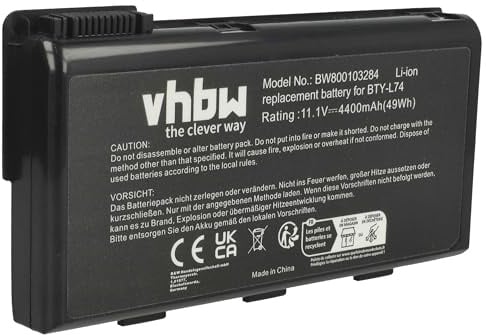 vhbw Batterie Compatible avec MSI CX623-023NL | CX623-022XHU, CX623-025, CX623-021SK, CX623-020CZ ordinateur portable (4400mAh, 11,1V, Li-ion)