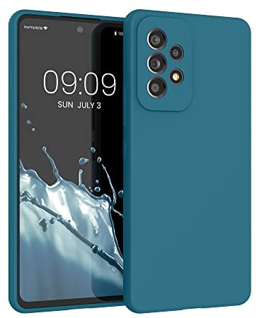 kwmobile Hülle kompatibel mit Samsung Galaxy A53 5G Hülle - Silikon Handy Case - Handyhülle weiche Oberfläche - kabelloses Laden - Petrol matt