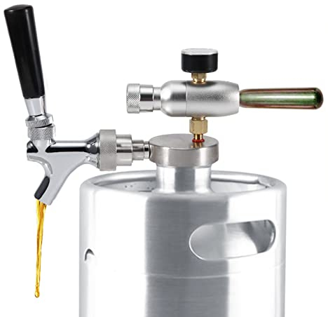 Régulateur de CO2 tireuse a Biere, Robinet en Acier Inoxydable pour Mini fût de bière 2L/3.6L/4L