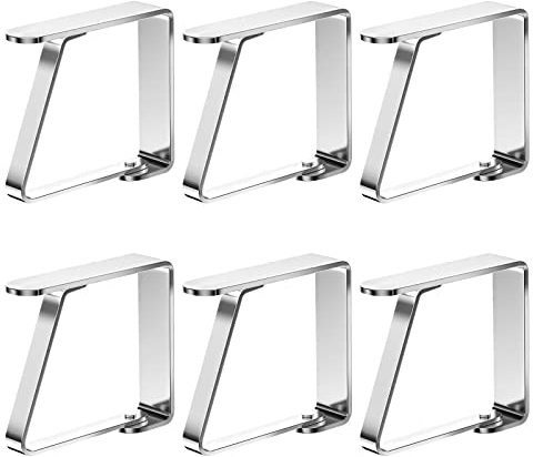 Newaner 6 stück große tischdeckenklammer Edelstahl, Flexibler beweglich tischtuchklammern tischdeckenhalter tischklammern, tischtuch Clip zur 0-5.5cm stärke gartentisch, Restaurant Familie esstisch