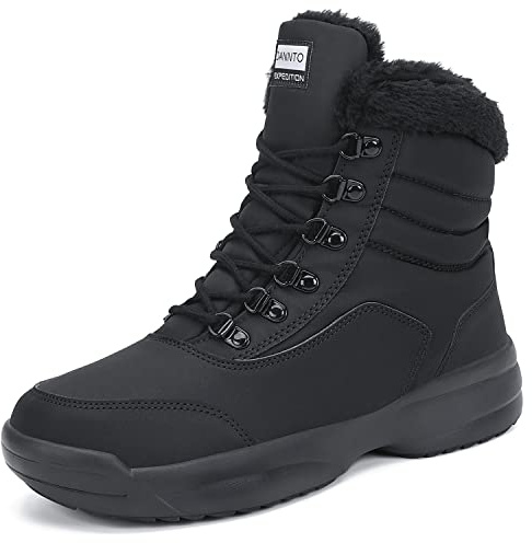 Dannto Stivali da Neve Donna Inverno Scarpe Outdoor Antiscivolo Pelliccia Invernali Stringate(nero,41)