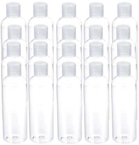 Palm Safe 20 pcs 100ml/3.5 OZ Clear Plastic Travel Bottles, Durable Recyclable BPA Free Storage Bottles, Empty Refillable Containers with Flip Cap Leak Proof for Toiletries