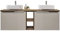 Lomadox Doppel Waschtisch Unterschrank Set 160cm, in Taupe mit Vintage Eiche, 2 Keramik-Aufsatz Waschbecken, Softclose-Schubkästen, B/H/T 140,4/62,5/46 cm
