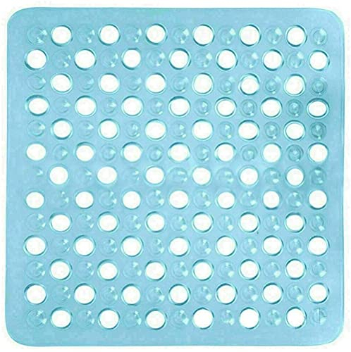 Bath Shower Mat with Suction Cup Luxury Durable And Stylish In Bath Mats Anti-Slip Shower Runner With Modern Design Washable & Latex Free (Blue)