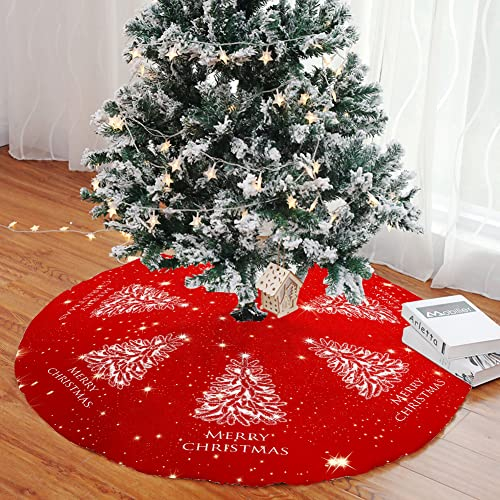 Mateju Weihnachtsbaum Rock Weihnachtsbaumdecke Groß Tannenbaum Unterlage Rund Christbaumdecke Christbaumständer Teppich Baumdecke für Weihnachtsdeko Neujahr Party Geschenk (72cm,Stern Weiß)