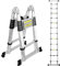 Randaco Scala telescopica pieghevole, 3.8M (1,9 m + 1,9 m) Scala pieghevole antiscivolo in alluminio, Estensione Rapida, Scala multiuso Leggero e Flessibile, Portata massima 150 kg