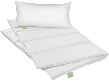 DREAMSTAR Eco Bettwaren-Set Kopfkissen 40 x 80 cm + Ganzjahresbettdecke 135 x 200 cm | medium Bettdecken und Kopfkissen| Allergiker geeignet | 100% Mikrofaser