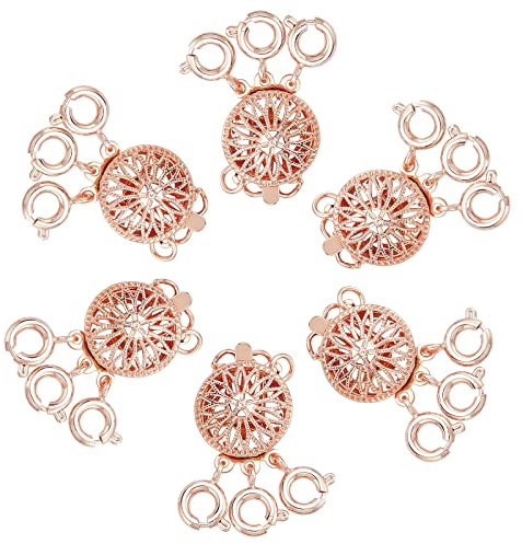 SUNNYCLUE 1 Box 6Pcs Necklace Layering Clasp Necklace Separator Layered Necklaces Clasp Rose Gold Multi Strand Clasps for Jewellery Making Bracelets Stackable Chains Women DIY Crafts Supplies