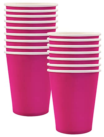 Mienocol 32pcs Hot Pink Paper Cups,9oz Disposable Tableware Party Cups Solid Colour Paper Cups Party Drinking Cups for Birthday,Wedding,Picnic, BBQ,Bar,Restaurant and Party Supplies Table Decorations