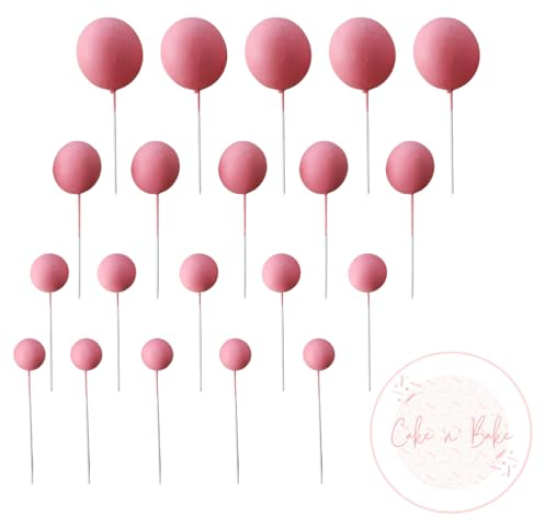 Faux Coloured Polystrene Cake Topper Ball Spheres (Pink)