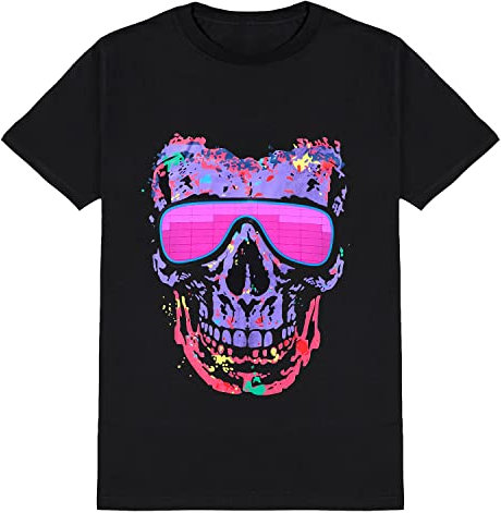T-shirt LED pour fête, hiphop, cosplay, concert, cadeau d'anniversaire, meilleur costume de Noël, d'égaliseur activé par le son, t-shirt DJ, et violet, M