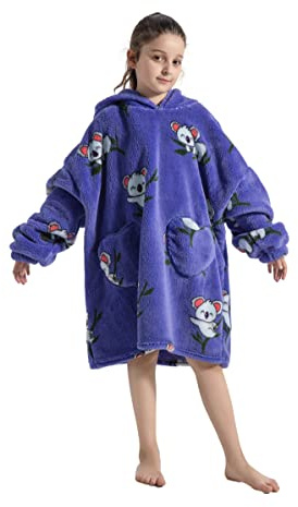 Pterygoid Kapuzenpullover Mädchen, Übergroße Hoodie Decke Kinder mit Kapuze und Tasche Jungen, Fleece Decke mit Ärmeln für Teenager