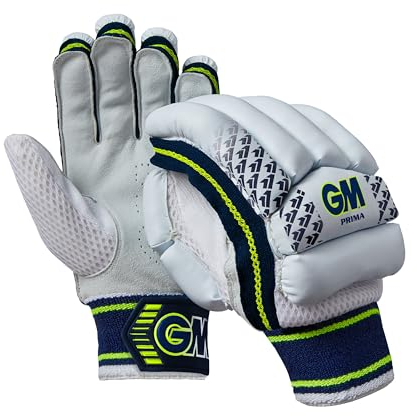 Gunn & Moore GM Cricket-Schlaghandschuhe Prima | leichtes Design | Handfläche aus Baumwolle | Rechtshänder für Jugendliche | Gewicht pro Paar 330 g | 1 Paar, Weiß