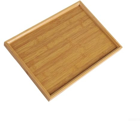 HEIBTENY Multifunctional Serving Tray, Wooden Tray, Catering Grill Plate, Flat Plate, Rectangular Serving Tray, , Tableware, Food Tray for Kitchen, Party, Tea Bar (37 x 26 cm)