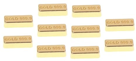 10 Stück Goldene Dekormodelle Im Maßstab 1:12, Miniaturlegierungs Goldbarren Dioramen,