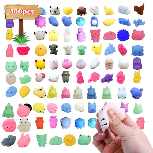 zhongko Mini Squishy 100 Stück, Mochi Squishy Squeeze Toy Kawaii Tier Squishies Partytüten Füllstoff Stressabbau Spielzeug für Kinder Erwachsene Weihnachten Geburtstagsgeschenk