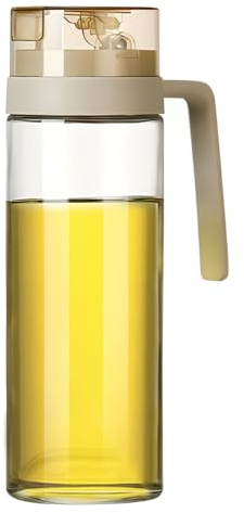 Bottiglia d'olio, dosatore olio, bottiglia di olio d'oliva con coperchio a ribalta automatica, dispenser olio da cucina,600 ml, erogatore di olio antigoccia per la cucina, facile da riempire e pulire