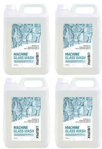 Liquipak Machine Glass Wash 4x5L – Automatic Glasswash Machine Liquid Cleaner & Detergent. Powerful industrial formula for bars, restaurants & catering glassware.