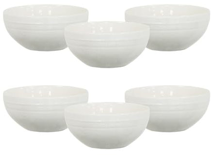 simpa 6PC Porcelain White Modern Bowl Tableware Set. 17cm Diameter Bowls. Dishwasher & Microwave Safe.