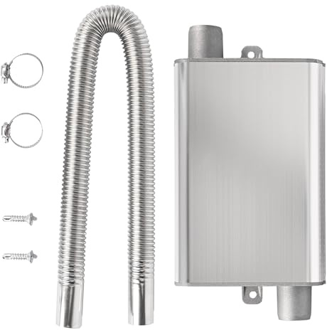 ohbien 24mm Exhaust Pipe Silencer Muffler Upgraded with 60cm Exhaust Hose | Stainless Steel Diesel Heater Exhaust Muffler, with 2 Clamps, for Webasto and Eberspacher Car Air Diesel Parking Heaters