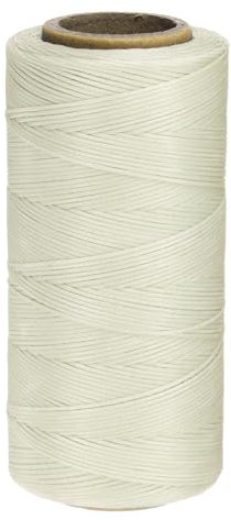 QUARKZMAN 150D 0.8mm Filo Cerato 284 Iarde Poliestere Pelle Cucito Stringa Cerata Filo Cerato in Cuoio per Cuciture Pelle Cucito Rilegatura Artigianato Crema Bianca