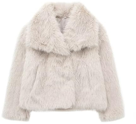 ZhuiKun Damen Kunstpelz Mantel Kurzer Felljacke Faux Pelz Winterjacke Kunstfell Einfarbig Dicker Parka Wintermantel