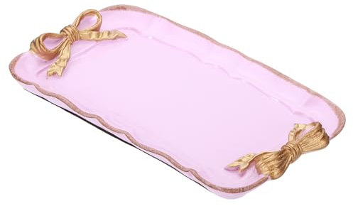 PATIKIL Vintage Decorative Tray Towel Tray, Storage Tray Dish Plate Fruit Trays Cosmetics Jewelry Organizer Retro Design Bow-Knot Rectangle Resin Plate for Room Decorative Gift, Purple