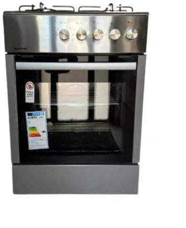 Cucina a Gas 4 Fuochi Con Forno a Gas Grigio Con Piano Cottura in Acciaio Inox