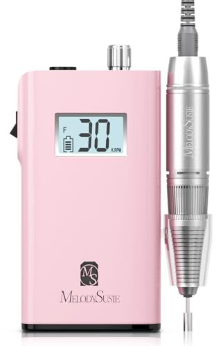 MELODYSUSIE Scamander Nail Drill Electric Nail Files Portable Rechargeable E File Kit 30000RPM, Professional Electric Manicure and Pedicure Set Electronic Equipment for Acrylic Nails, UK (Pink)