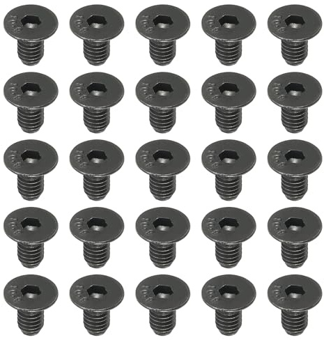 PATIKIL 50 Piezas Tornillos de Cabeza Plana M6 x 12 mm, Tornillos Hexagonal de Acero al Carbono Medio, Tornillos de Máquina, Rosca Completa, Óxido Negro, Grado 10.9
