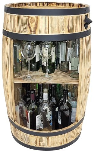 Rustikaler Weinfass Bartisch mit Alkoholschrank Holzfass Home Bar Möbel für Wein und Bier Mini Bar 80x50cm