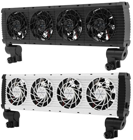 LIAIZE Aquarium Ventilator, 4-köpfigen Einstellbarer Aquarium-Kühlventilator, 6 Windgeschwindigkeitseinstellungen, Aquarium-Wasserkühler mit Controller