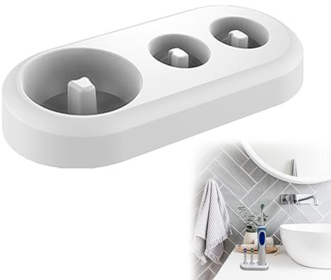 Portaspazzolino elettrico con 2 basi per testine di ricambio compatibile con spazzolino elettrico Oral B e 2 testine per spazzolino elettrico Organizer in plastica per spazzolino elettrico