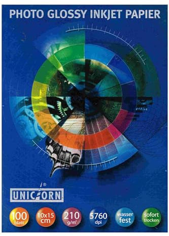 Photo Glossy Inkjet Foto Papier 100 Blatt 10x15 cm 210 g/m² 5760 dpi, Wasserfest, sofort trocken